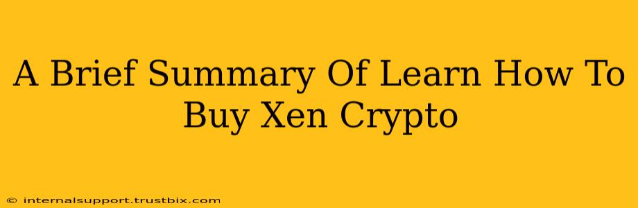 A Brief Summary Of Learn How To Buy Xen Crypto