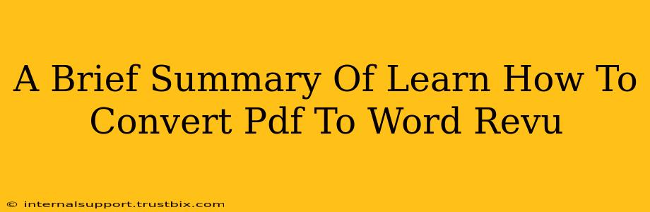 A Brief Summary Of Learn How To Convert Pdf To Word Revu