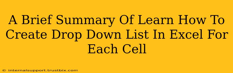 A Brief Summary Of Learn How To Create Drop Down List In Excel For Each Cell