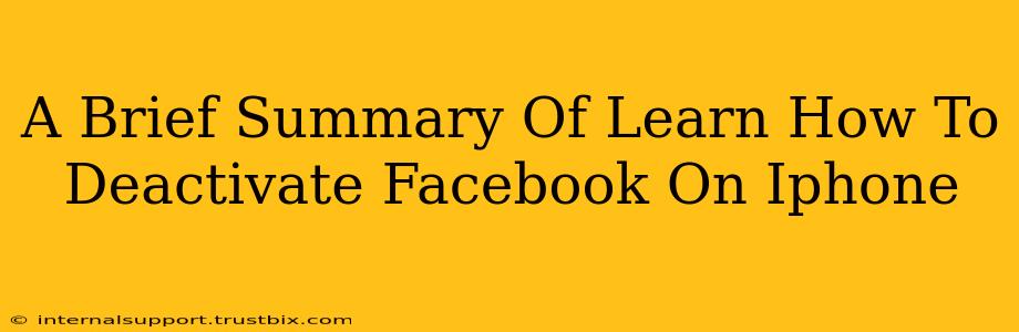 A Brief Summary Of Learn How To Deactivate Facebook On Iphone