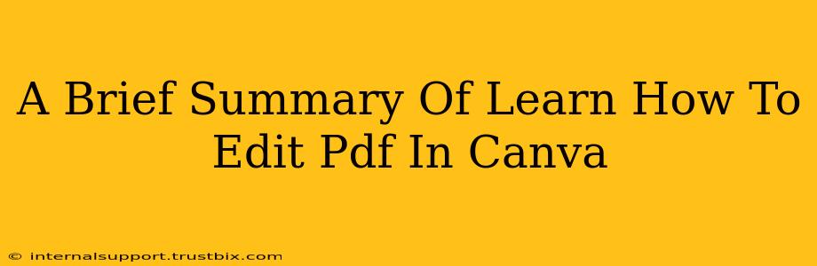 A Brief Summary Of Learn How To Edit Pdf In Canva