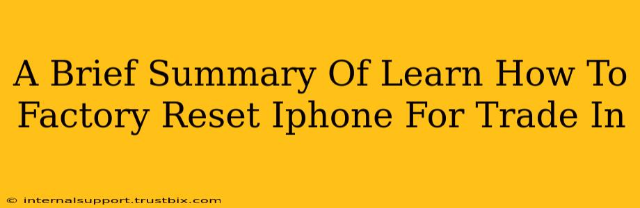 A Brief Summary Of Learn How To Factory Reset Iphone For Trade In