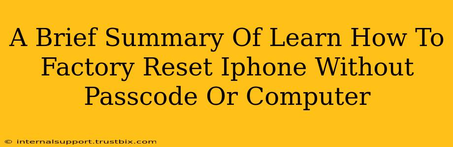 A Brief Summary Of Learn How To Factory Reset Iphone Without Passcode Or Computer