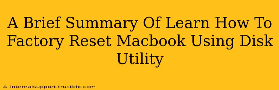 A Brief Summary Of Learn How To Factory Reset Macbook Using Disk Utility