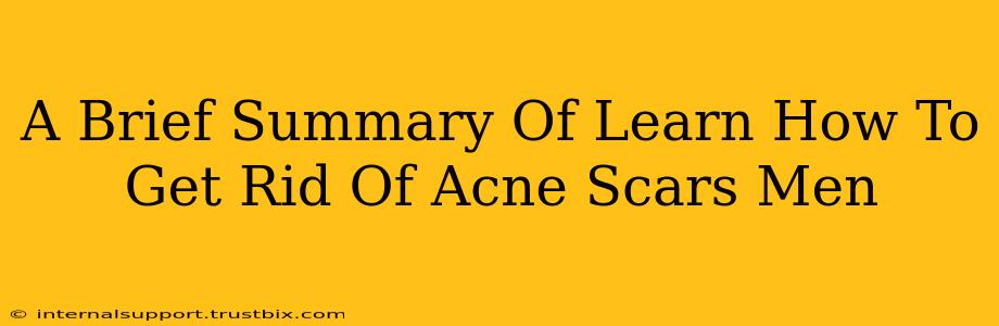 A Brief Summary Of Learn How To Get Rid Of Acne Scars Men