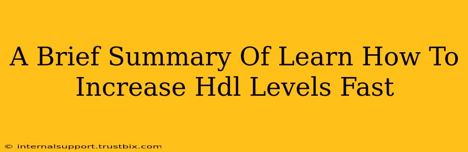 A Brief Summary Of Learn How To Increase Hdl Levels Fast