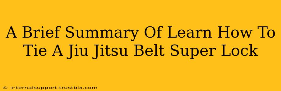 A Brief Summary Of Learn How To Tie A Jiu Jitsu Belt Super Lock