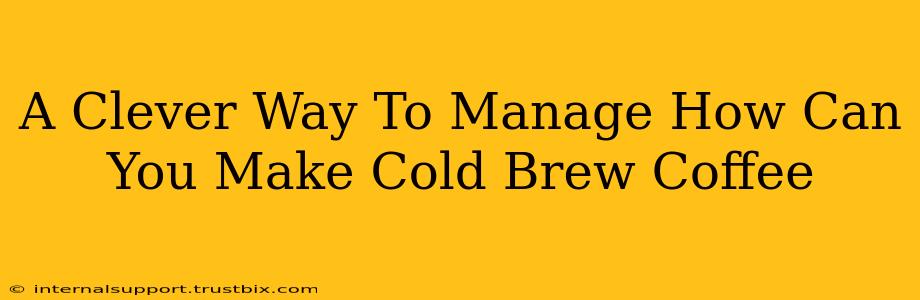 A Clever Way To Manage How Can You Make Cold Brew Coffee