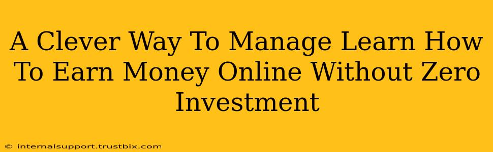 A Clever Way To Manage Learn How To Earn Money Online Without Zero Investment