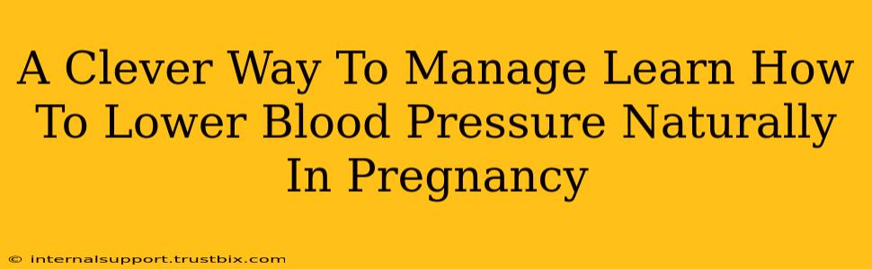 A Clever Way To Manage Learn How To Lower Blood Pressure Naturally In Pregnancy