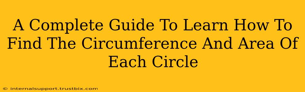 A Complete Guide To Learn How To Find The Circumference And Area Of Each Circle