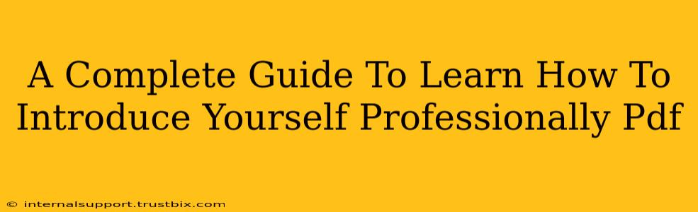 A Complete Guide To Learn How To Introduce Yourself Professionally Pdf