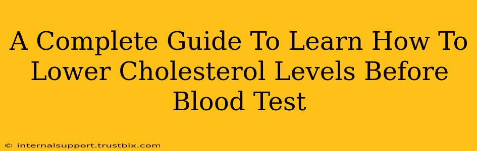 A Complete Guide To Learn How To Lower Cholesterol Levels Before Blood Test