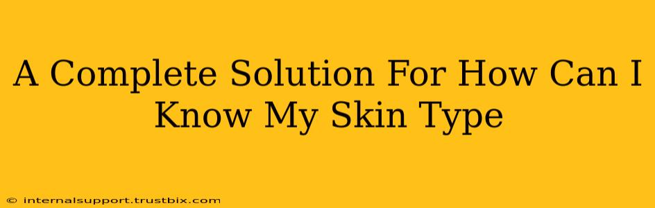 A Complete Solution For How Can I Know My Skin Type