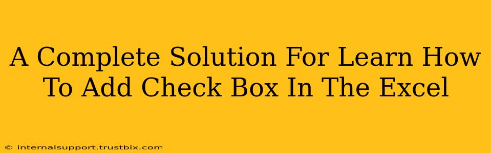 A Complete Solution For Learn How To Add Check Box In The Excel