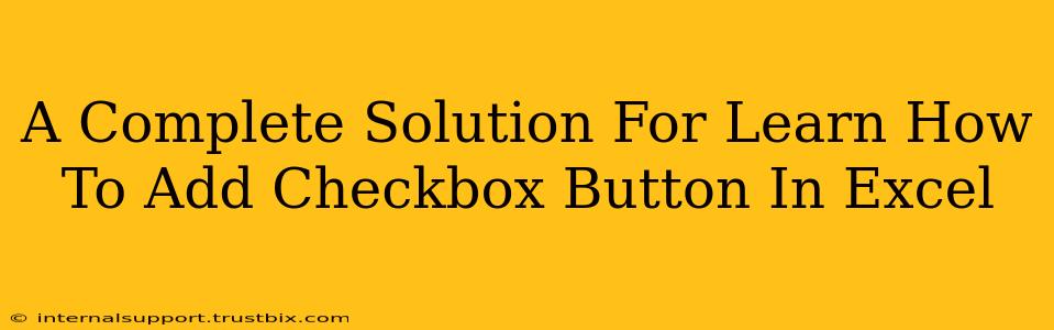 A Complete Solution For Learn How To Add Checkbox Button In Excel