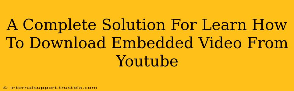 A Complete Solution For Learn How To Download Embedded Video From Youtube