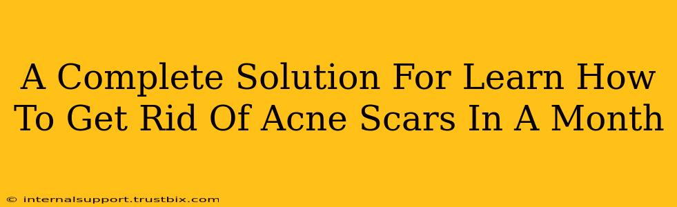 A Complete Solution For Learn How To Get Rid Of Acne Scars In A Month