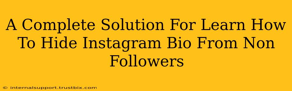 A Complete Solution For Learn How To Hide Instagram Bio From Non Followers