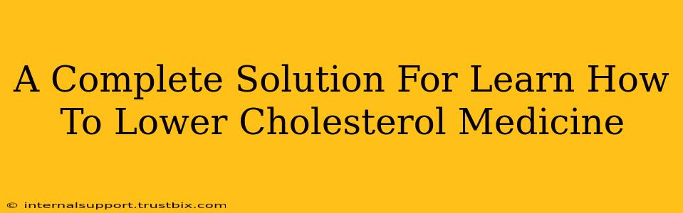 A Complete Solution For Learn How To Lower Cholesterol Medicine