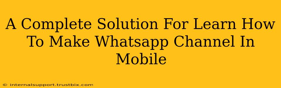 A Complete Solution For Learn How To Make Whatsapp Channel In Mobile