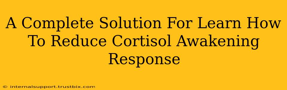 A Complete Solution For Learn How To Reduce Cortisol Awakening Response