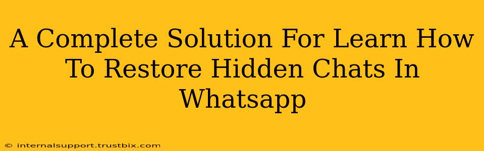 A Complete Solution For Learn How To Restore Hidden Chats In Whatsapp