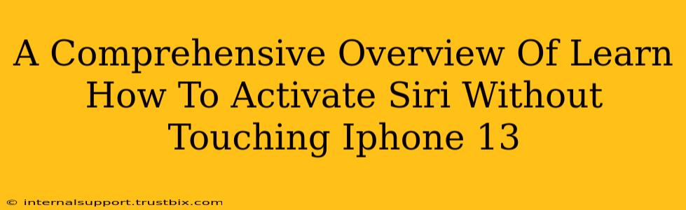 A Comprehensive Overview Of Learn How To Activate Siri Without Touching Iphone 13