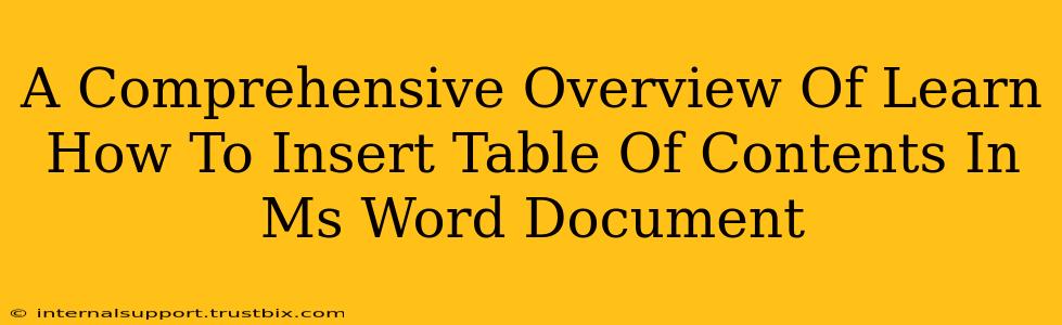 A Comprehensive Overview Of Learn How To Insert Table Of Contents In Ms Word Document