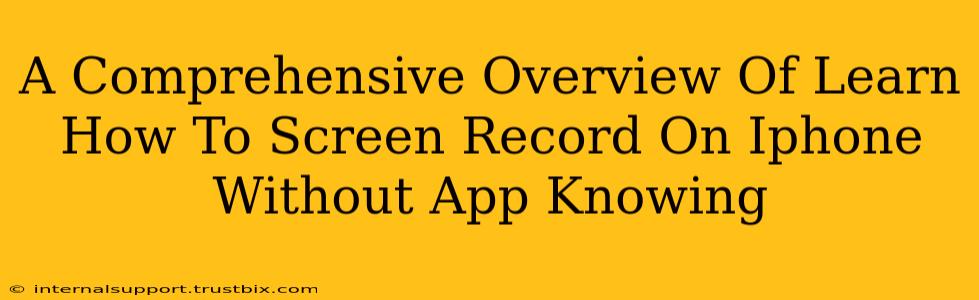 A Comprehensive Overview Of Learn How To Screen Record On Iphone Without App Knowing