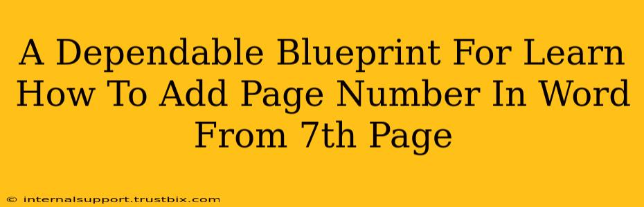 A Dependable Blueprint For Learn How To Add Page Number In Word From 7th Page