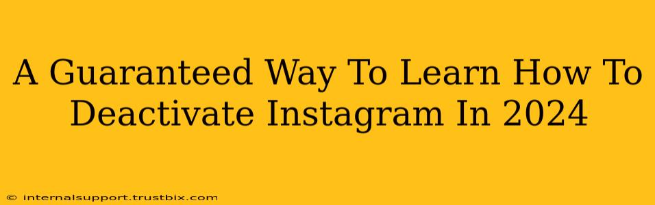 A Guaranteed Way To Learn How To Deactivate Instagram In 2024