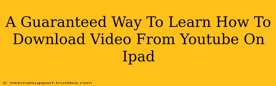 A Guaranteed Way To Learn How To Download Video From Youtube On Ipad