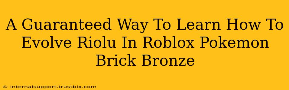 A Guaranteed Way To Learn How To Evolve Riolu In Roblox Pokemon Brick Bronze