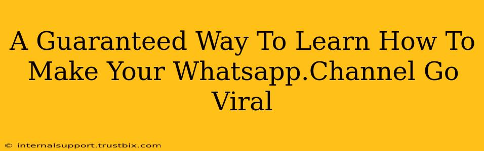 A Guaranteed Way To Learn How To Make Your Whatsapp.Channel Go Viral