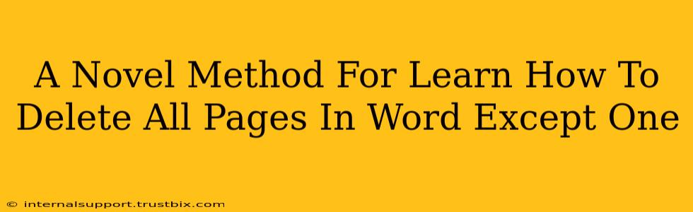 A Novel Method For Learn How To Delete All Pages In Word Except One