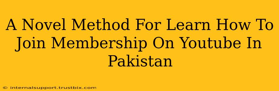 A Novel Method For Learn How To Join Membership On Youtube In Pakistan