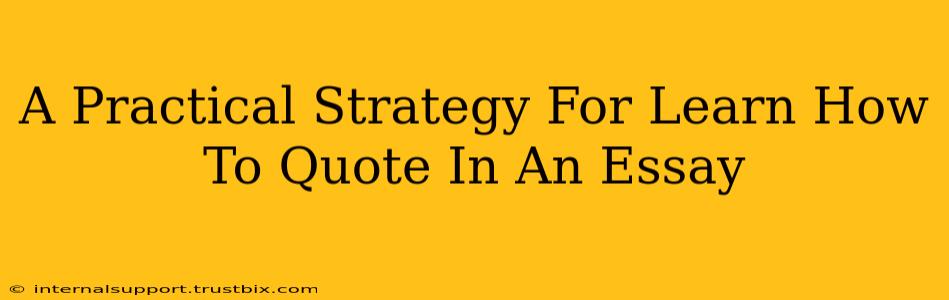 A Practical Strategy For Learn How To Quote In An Essay