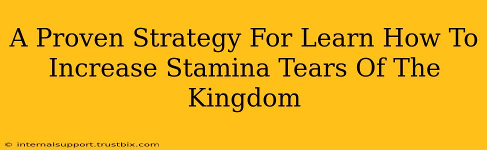 A Proven Strategy For Learn How To Increase Stamina Tears Of The Kingdom