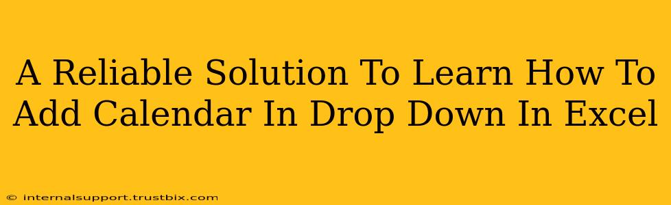 A Reliable Solution To Learn How To Add Calendar In Drop Down In Excel