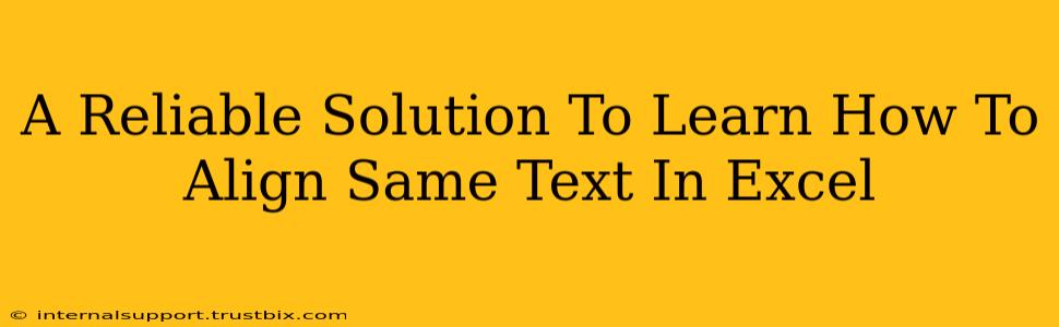 A Reliable Solution To Learn How To Align Same Text In Excel