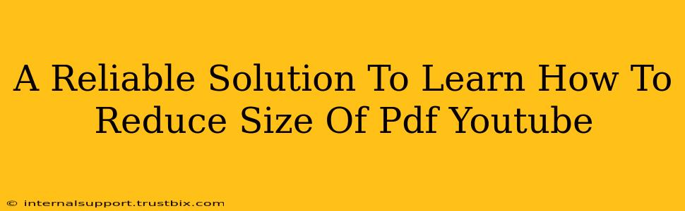 A Reliable Solution To Learn How To Reduce Size Of Pdf Youtube