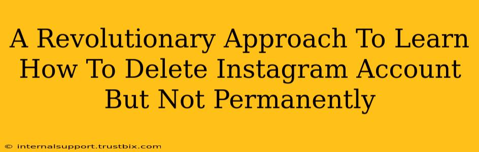 A Revolutionary Approach To Learn How To Delete Instagram Account But Not Permanently