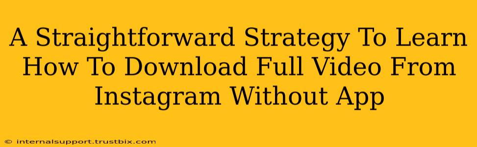 A Straightforward Strategy To Learn How To Download Full Video From Instagram Without App