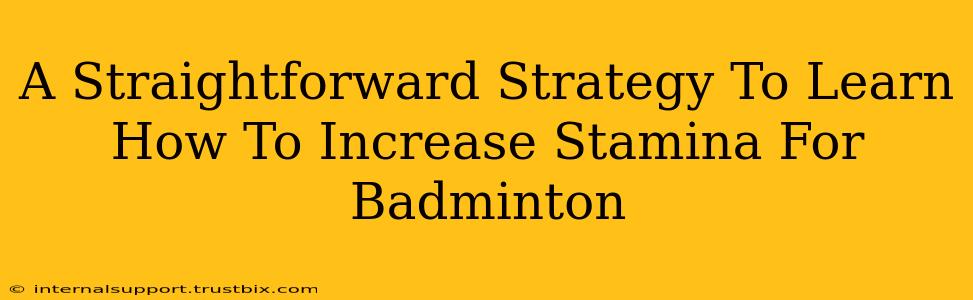 A Straightforward Strategy To Learn How To Increase Stamina For Badminton