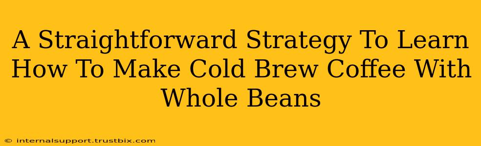 A Straightforward Strategy To Learn How To Make Cold Brew Coffee With Whole Beans