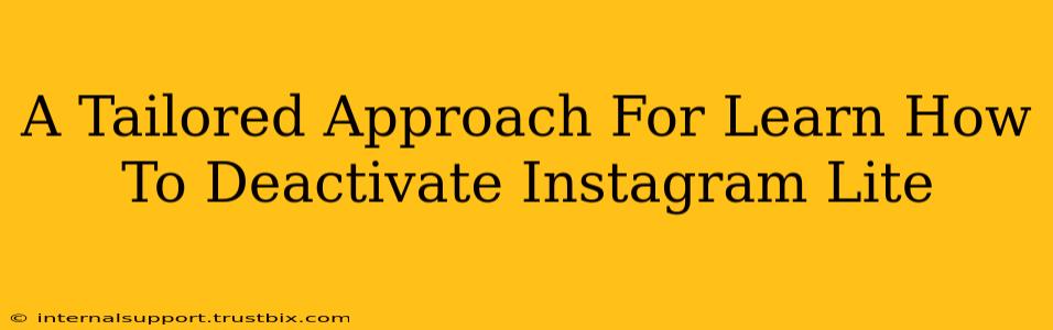 A Tailored Approach For Learn How To Deactivate Instagram Lite