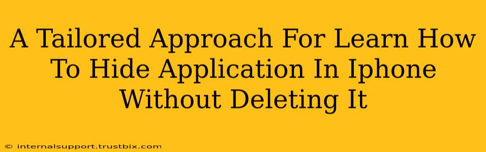 A Tailored Approach For Learn How To Hide Application In Iphone Without Deleting It