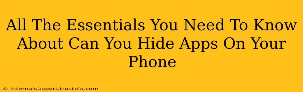 All The Essentials You Need To Know About Can You Hide Apps On Your Phone