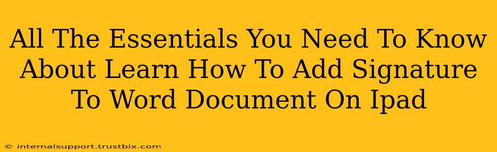 All The Essentials You Need To Know About Learn How To Add Signature To Word Document On Ipad